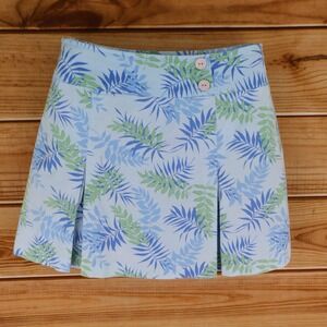 St. John's Bay Short A-Line Skirt Womens Size 8 Blue Leaves Cotton Blend Stretch